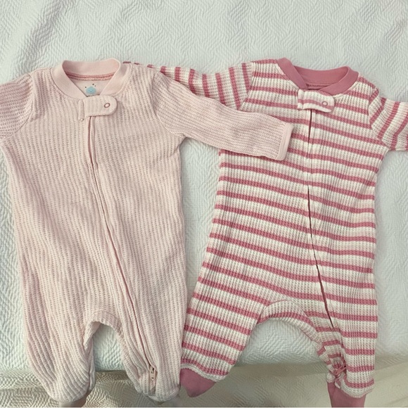 Cloud Island Onesies Footies Set with Bows - Picture 2 of 3